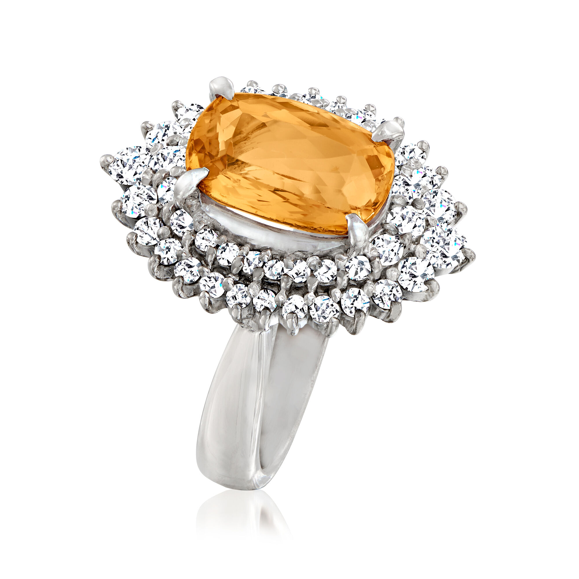 C. 1990 Vintage 3.49 Carat Yellow Topaz and .76 ct. t.w.