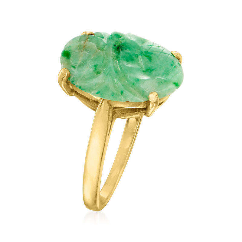 C. 1960 Vintage Jade Ring in 14kt Yellow Gold image number 2