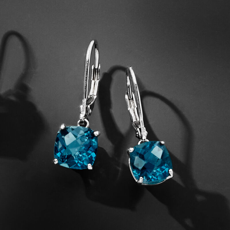 5.00 ct. t.w. London Blue Topaz Drop Earrings in Sterling Silver image number 4