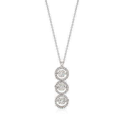 C. 1990 Vintage 1.25 ct. t.w. Diamond Three-Circle Pendant Necklace in 14kt White Gold