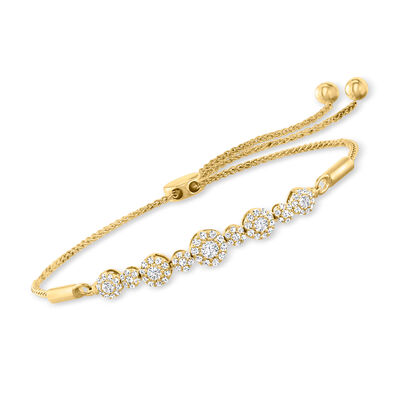 .60 ct. t.w. Diamond Cluster Bolo Bracelet in 14kt Yellow Gold