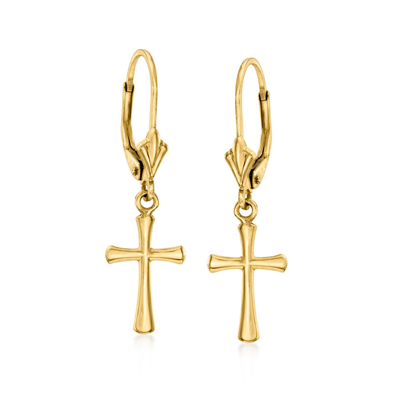 10kt Yellow Gold Cross Drop Earrings  image number 0