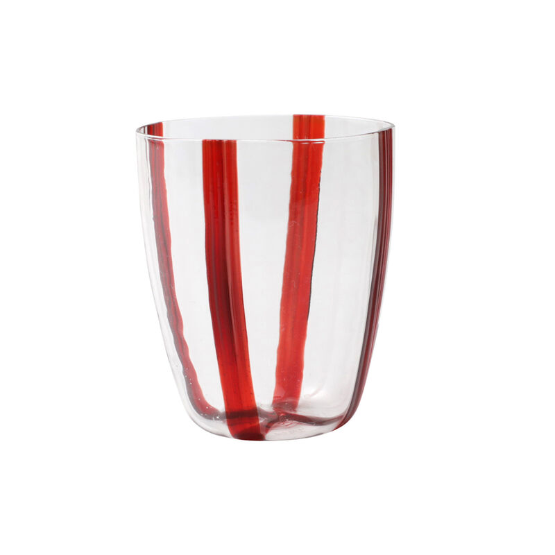 Vietri &quot;Stripe Red&quot; Short Tumbler from Italy image number 0
