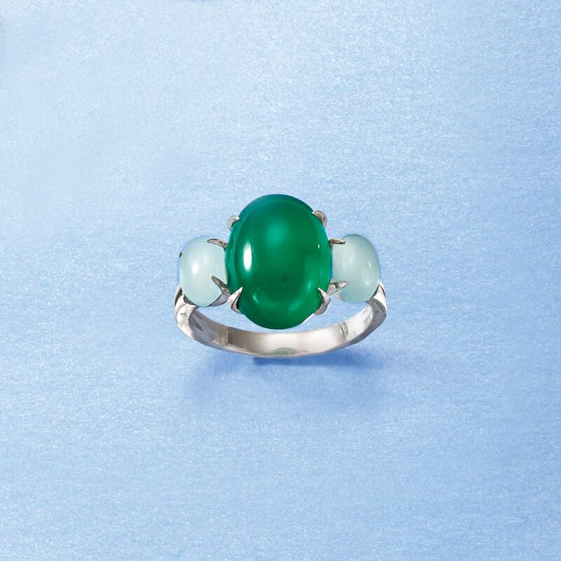 Green and Blue Chalcedony Ring in Sterling Silver image number 6