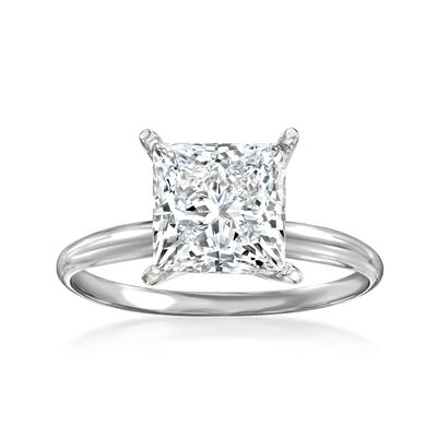 3.00 Carat Princess-Cut Lab-Grown Diamond Solitaire Ring in 14kt White Gold