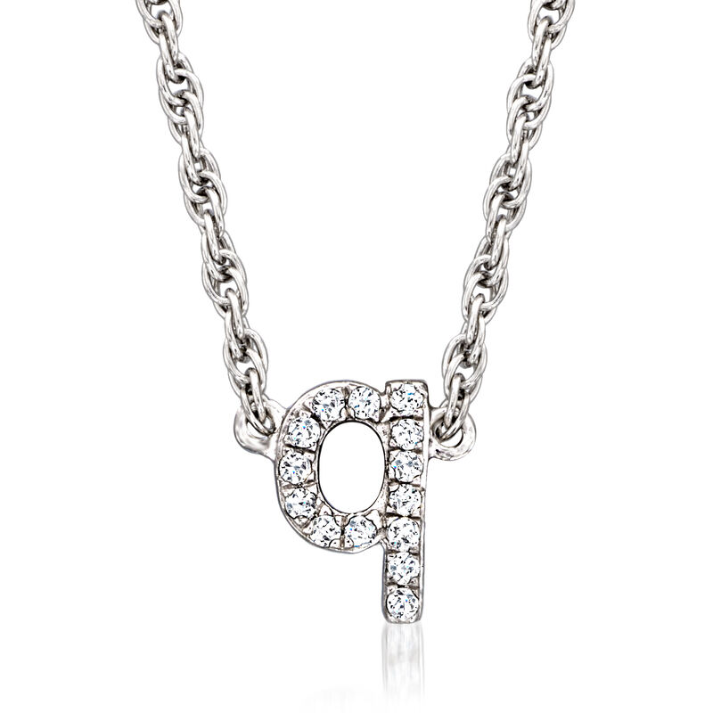 Diamond Lowercase Mini Initial Necklace in Sterling Silver image number 1