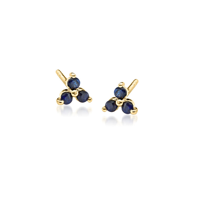 .10 ct. t.w. Sapphire Three-Stone Stud Earrings in 14kt Yellow Gold  image number 0