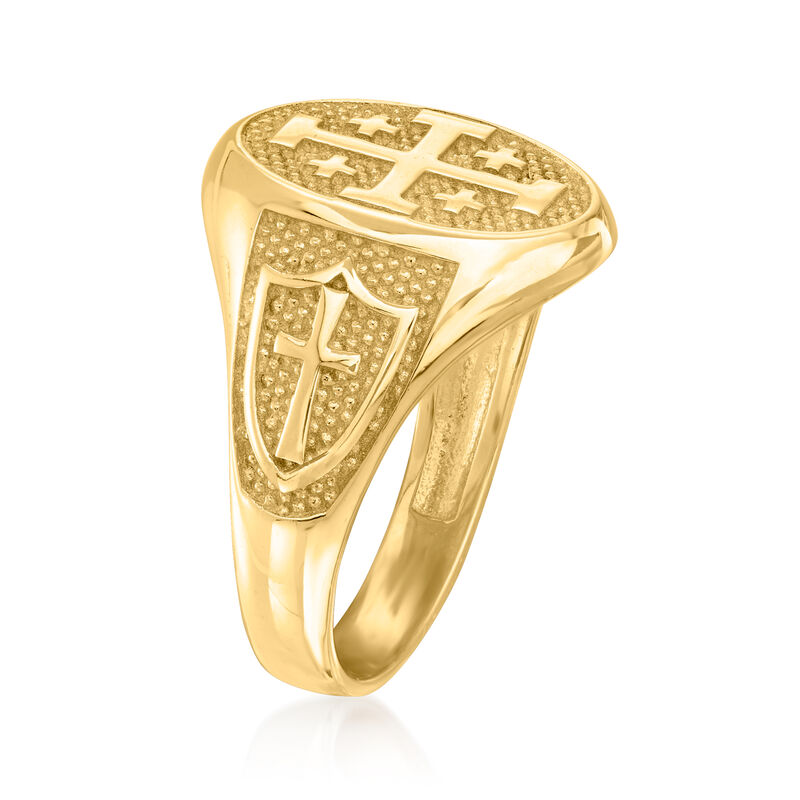 14kt Yellow Gold Multi-Cross Signet Ring image number 2