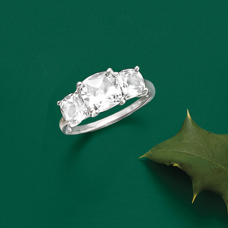 4.50 ct. t.w. White Topaz Three-Stone Ring in Sterling Silver. Size 8 image number 4