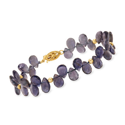 C. 1990 Vintage 44.50 ct. t.w. Iolite Bracelet with 14kt Yellow Gold
