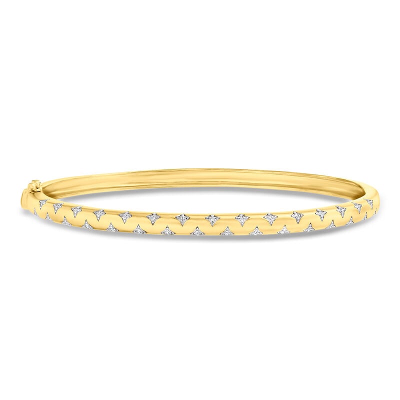 .10 ct. t.w. Diamond Star Bangle Bracelet in 18kt Gold Over Sterling image number 0