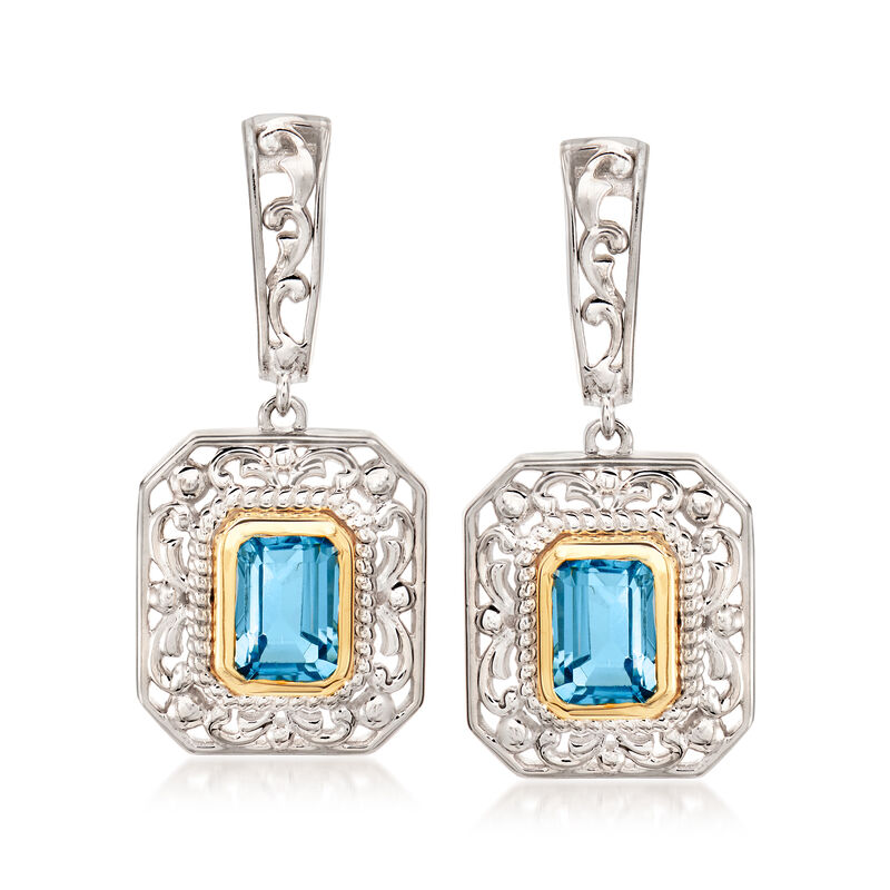 3.00 ct. t.w. Sky Blue Topaz Drop Earrings in Sterling Silver with 14kt Yellow Gold image number 0