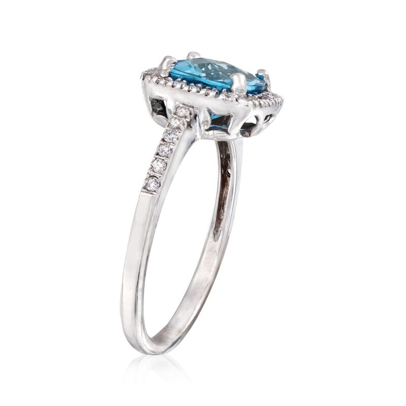 C. 2000 Vintage 1.75 Carat Blue Topaz and .25 ct. t.w. Diamond Ring in 14kt White Gold. Size 5.25 image number 1