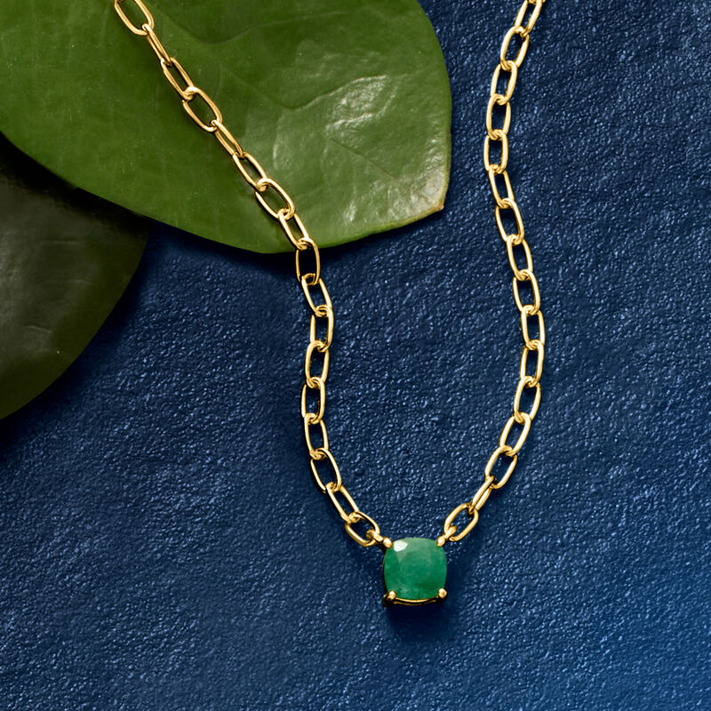 .50 Carat Emerald Paper Clip Link Necklace in 18kt Gold Over Sterling image number 2