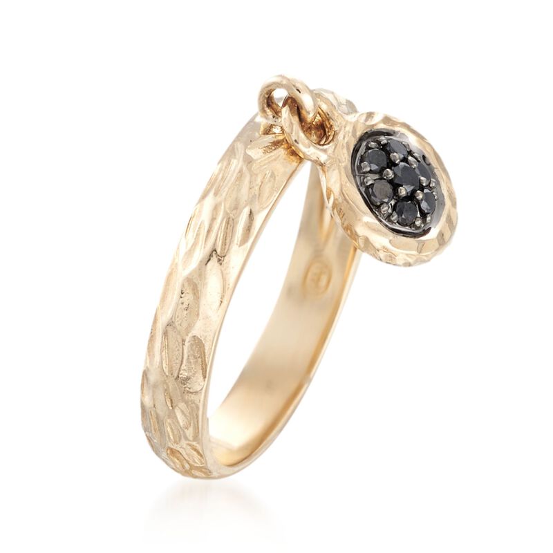 .20 ct. t.w. Black and White Diamond Circle Charm Ring in 14kt Yellow Gold image number 2