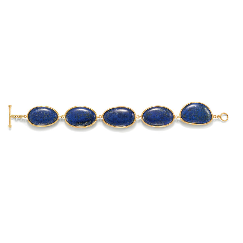 Free-Form Blue Lapis Link Bracelet in 14kt Gold Over Sterling image number 3