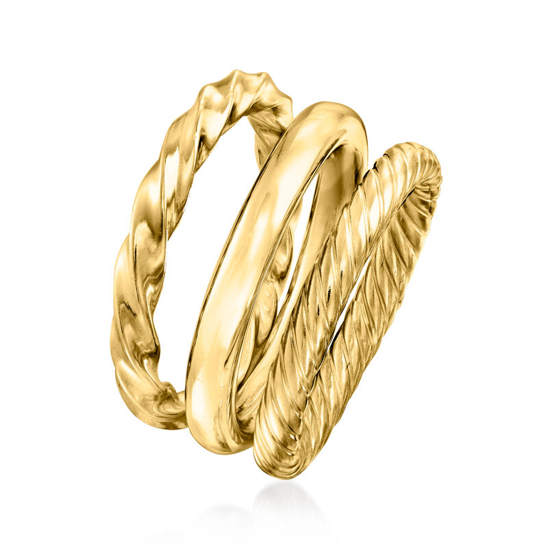 18kt Gold Over Sterling Jewelry Set: Three Polished Rings image number 2
