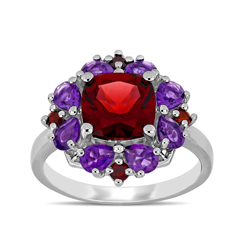 3.20 ct. t.w. Garnet and 1.10 ct. t.w. Amethyst Ring in Sterling Silver image number 0
