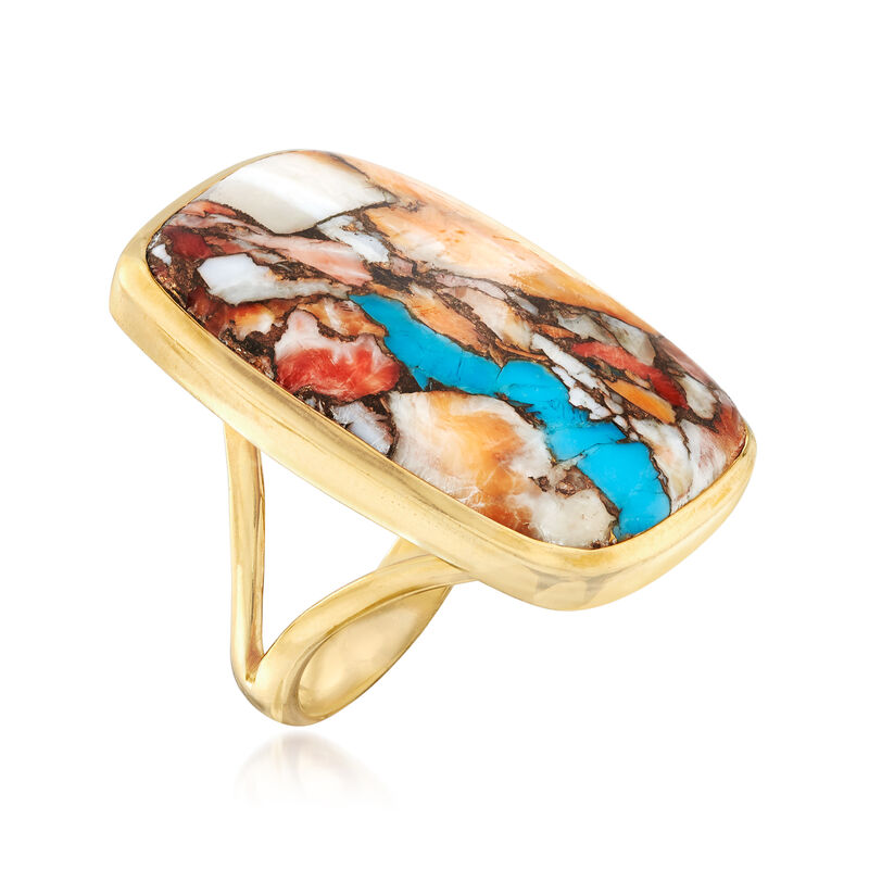 Kingman Turquoise Ring in 18kt Gold Over Sterling image number 2
