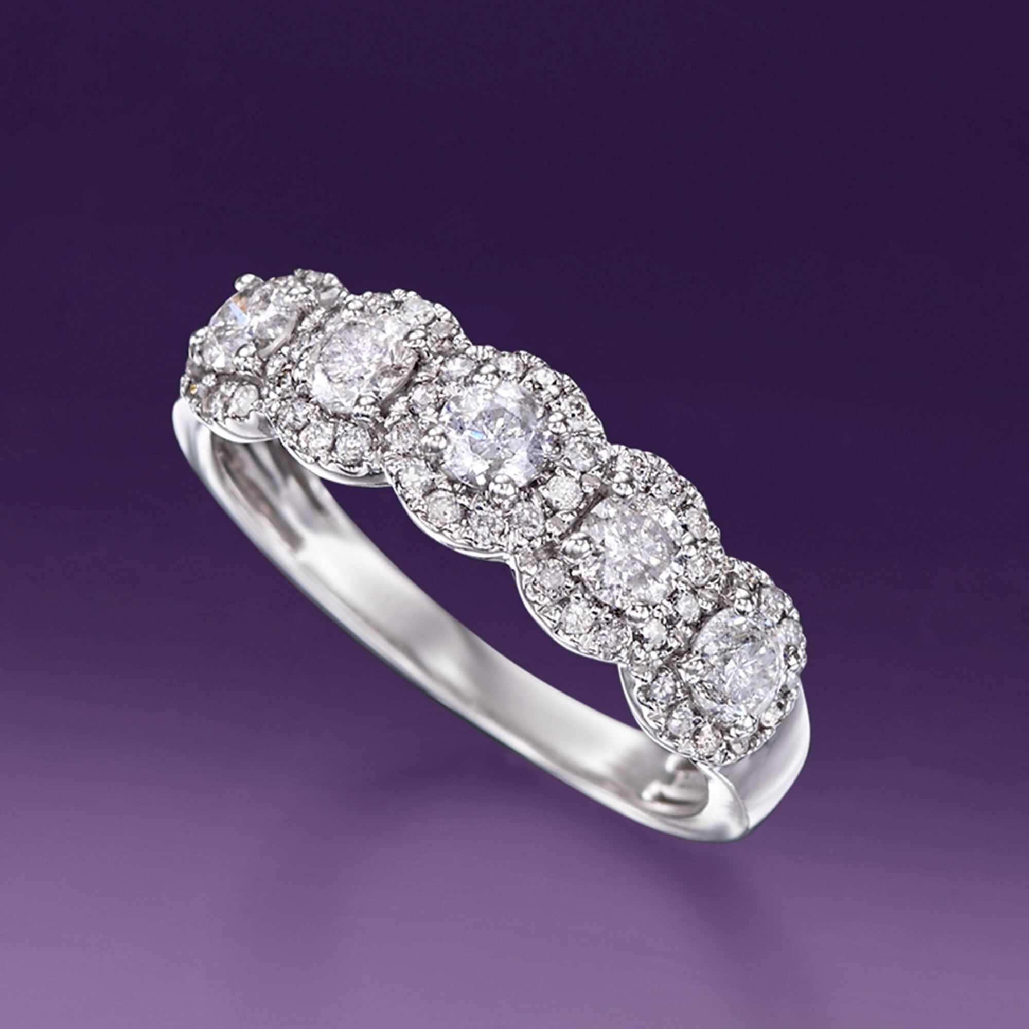 Five stone halo ring hotsell