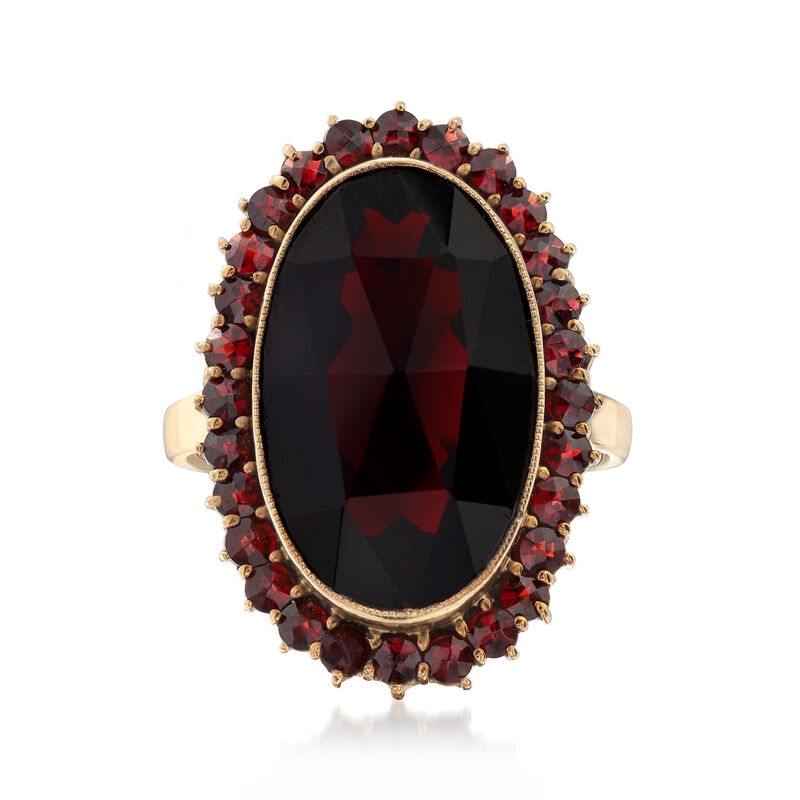 C. 1930 Vintage Burgundy Glass Ring in 8kt Yellow Gold. Size 6.25 image number 0