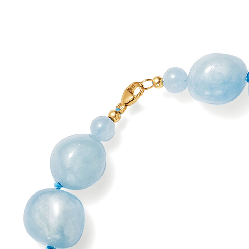 Aquamarine Bead Necklace with 14kt Yellow Gold image number 3
