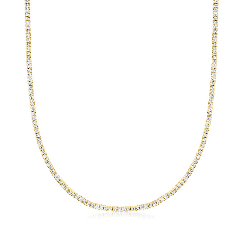 5.50 ct. t.w. CZ Tennis Necklace in 18kt Gold Over Sterling. 16" image number 1
