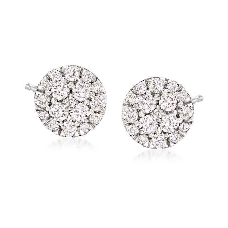 1.00 ct. t.w. Diamond Cluster Earrings in 14kt White Gold image number 0