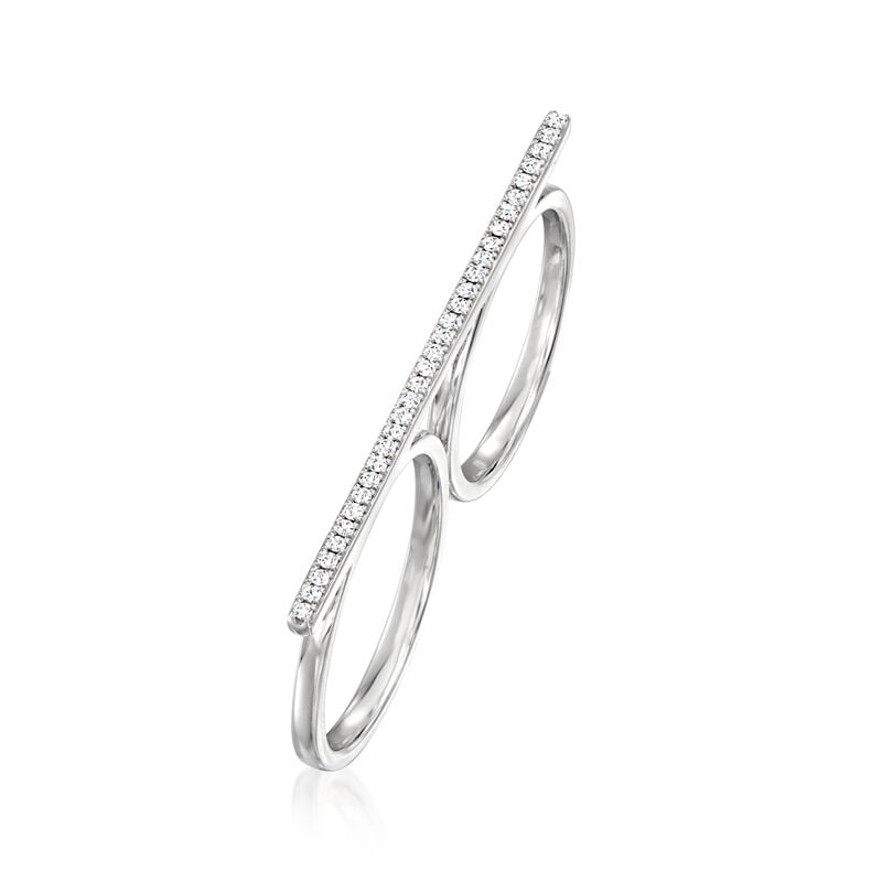 .20 ct. t.w. Diamond Two-Finger Bar Ring in Sterling Silver. Size 7 image number 2