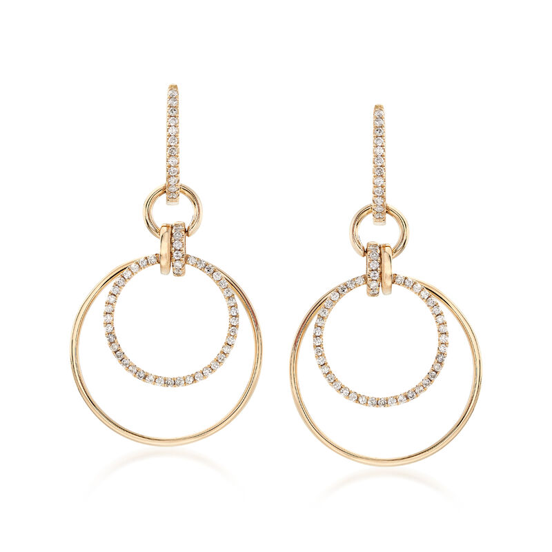 .58 ct. t.w. Diamond Multi-Circle Hoop Drop Earrings in 14kt Yellow Gold image number 0