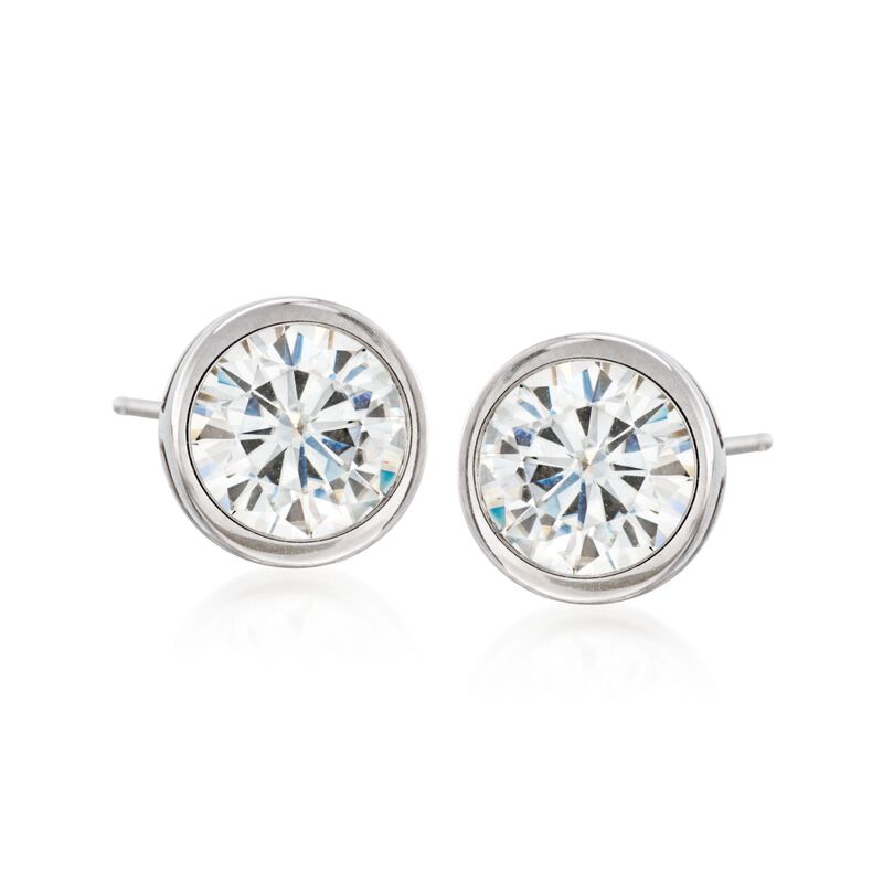 2.00 ct. t.w. Bezel-Set Synthetic Moissanite Stud Earrings in 14kt White Gold image number 0