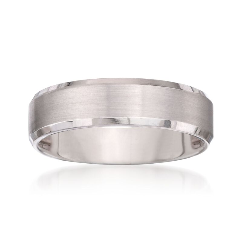 Men's 6mm 14kt White Gold Wedding Ring image number 0
