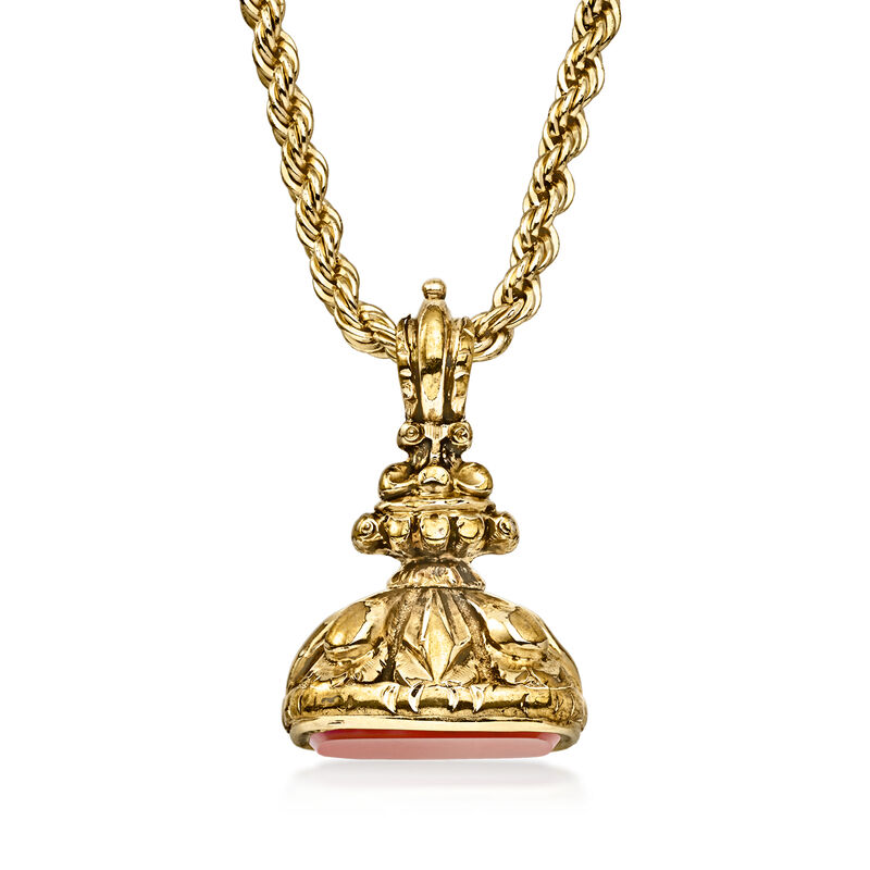 C. 1900 Vintage Gold-Filled Necklace with Carnelian Pendant. 18" image number 0