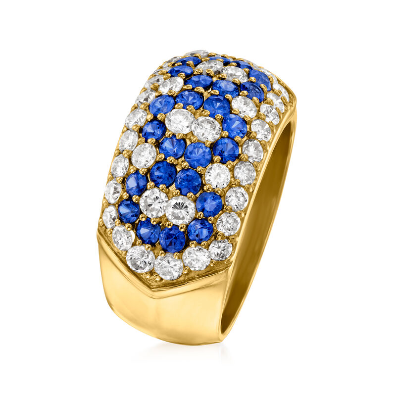 C. 1980 Vintage 1.25 ct. t.w. Diamond and 1.20 ct. t.w. Sapphire Ring in 18kt Yellow Gold. Size 6 image number 2