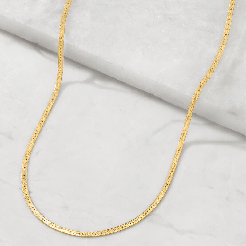 1.5mm 14kt Yellow Gold Herringbone Necklace image number 2