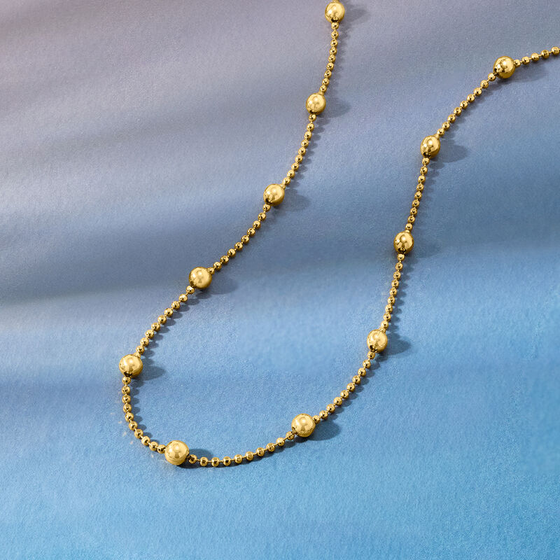 Italian 18kt Gold Over Sterling Bead Station Necklace image number 2