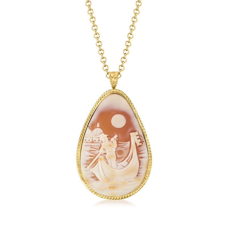Italian Shell Venice-Inspired Cameo Pendant Necklace in 18kt Gold Over Sterling Silver image number 0