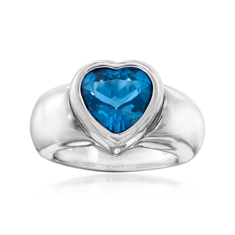 C. 1980 Vintage Piaget 3.85 Carat London Blue Topaz Heart Ring in 18kt White Gold. Size 6.75 image number 0