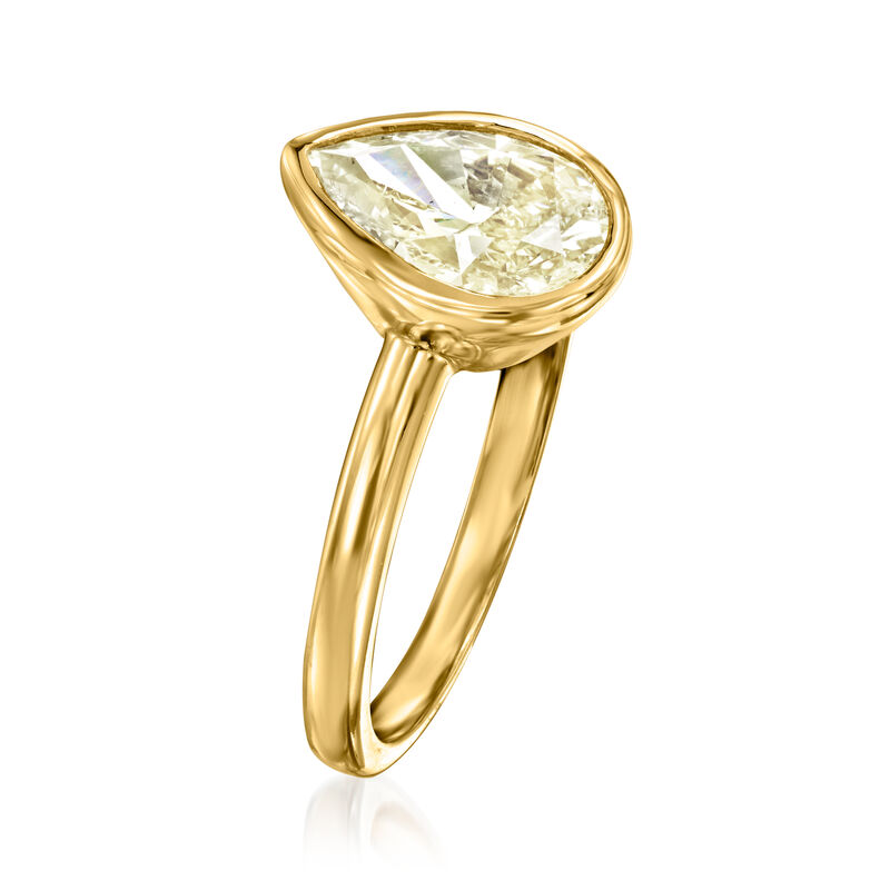 1.52 Carat Bezel-Set Pear-Shaped Diamond Solitaire Ring in 14kt Yellow Gold image number 2