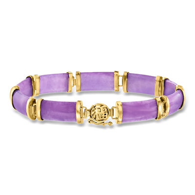 Purple Jade "Good Fortune" Bracelet in 18kt Gold Over Sterling