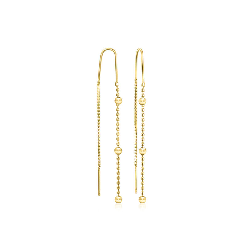 Italian 18kt Gold Vermeil Beaded Threader Earrings  image number 2