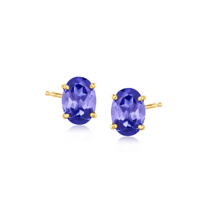 1.50 ct. t.w. Oval Tanzanite Stud Earrings in 14kt Yellow Gold  image number 0