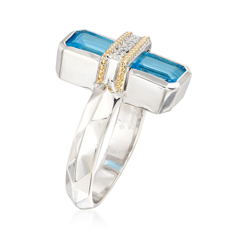 Andrea Candela &quot;Ilusion&quot; 3.80 ct. t.w. Blue Topaz and Diamond Ring in 18kt Gold and Sterling image number 2