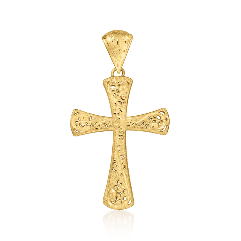 Italian 18kt Gold Over Sterling Filigree Cross Pendant image number 1