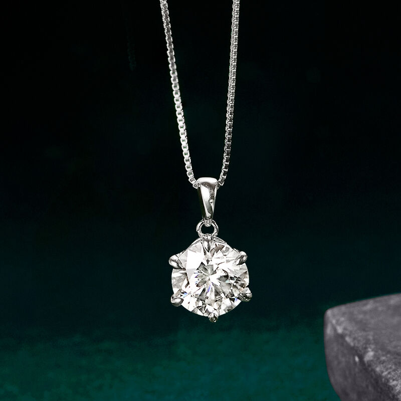 2.00 Carat Moissanite Solitaire Necklace in Sterling Silver image number 2