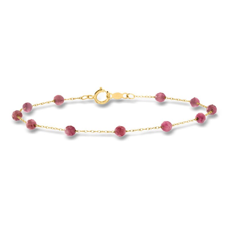 2.70 ct. t.w. Pink Tourmaline Bead Station Bracelet in 14kt Yellow Gold image number 0