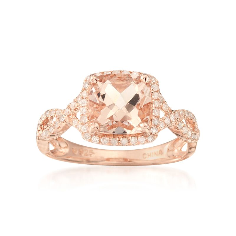 1.95 ct. t.w. Morganite Ring with .30 ct. t.w. Diamonds in Rose Vermeil image number 0