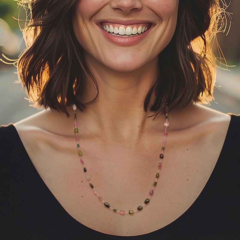 30.00 ct. t.w. Multicolored Tourmaline Necklace in Sterling Silver. 24" image number 0