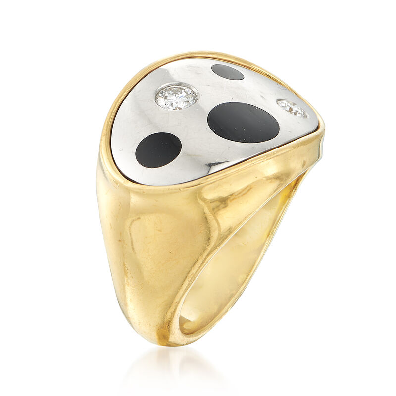 C. 1990 Vintage Black Onyx and .25 ct. t.w. Diamond Ring in 18kt Yellow Gold . Size 6 image number 2