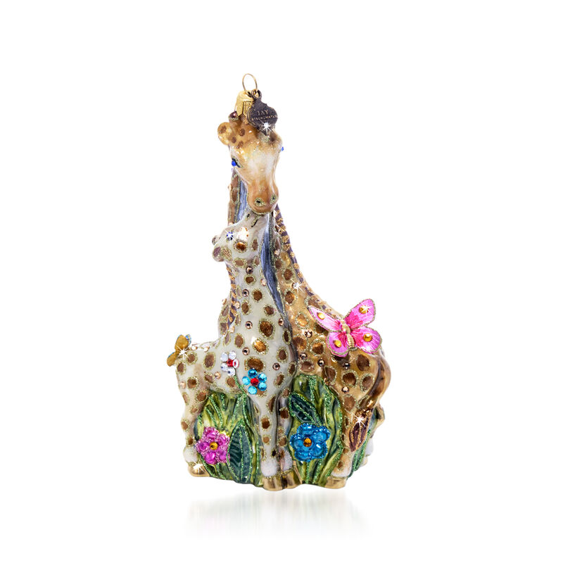 Jay Strongwater &quot;Mom and Baby Giraffe&quot; Glass Ornament image number 0